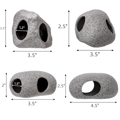 6 Pack Aquarium Decoration Rock Caves, Betta Fish Tank Hideaway, Hideout Stones House Decor for Cichlid Shrimp Territorial Fish Hiding Breeding Spawning, Fish Tank Ornaments