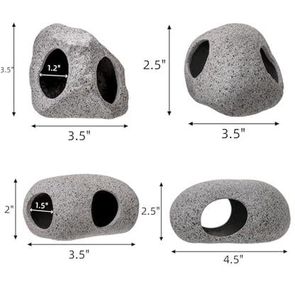 6 Pack Aquarium Decoration Rock Caves, Betta Fish Tank Hideaway, Hideout Stones House Decor for Cichlid Shrimp Territorial Fish Hiding Breeding Spawning, Fish Tank Ornaments