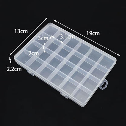 2 Pcs 24 Grids Clear Plastic Organizer Box Fixed Compartment Box Bead Storage Container Jewelry Findings Storage Box Earring Screw Holder Box Small Parts Organizer Case