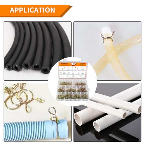 330PCS Spring Hose Clamps - Stainless Steel 5-13mm (1/4"-1/2") Secure Seal Clamps Kit for Automotive Fuel Lines, Water Pipes & Appliances, 9 Sizes Compact & Strong