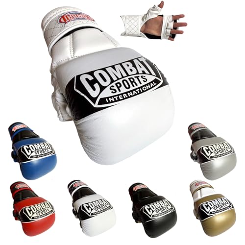 Combat Sports Max Strike MMA Training Gloves, Open Palm Fingerless Gloves for MMA, Muay Thai, and Kickboxing (White, Extra Large)