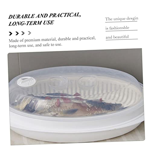Luxshiny Household Fish Steaming Holder with Lid for Microwave Capacity Fish Steamer Plate with Vent Quick Heat Transfer and Food Steamer for Family Cooking