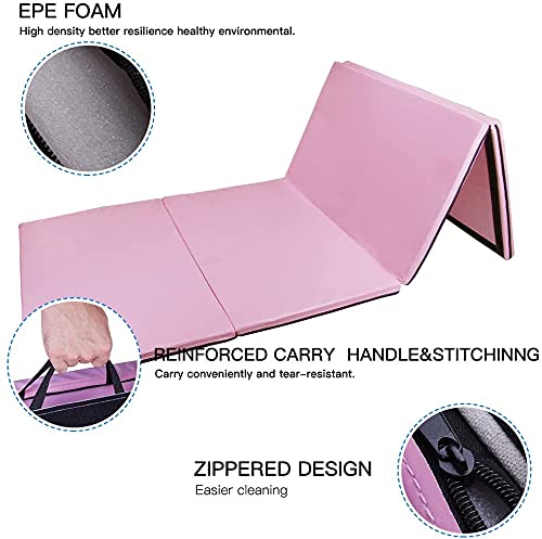Polar Aurora 4'x8'x2 Thick Folding Gymnastics Exercise Mat Aerobics Stretching Yoga Mats - color: Pink
