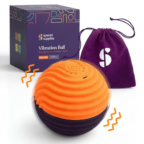 Special Supplies Sensory Massage Ball - Orange & Purple - 4 Vibration Modes, Tactile Stimulation, Stress Relief, Therapy & Sensory Tool for Kids and Adults