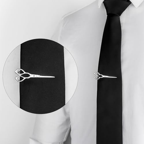 HAWSON 2/2.2 Inch Various Tie Clips for Men Unique, Personalized Novelty Tie Bars Pins Tacks, Funny Theme Wedding Holiday Gifts for Husband Groomsmens - style: Silver Barber Scissors