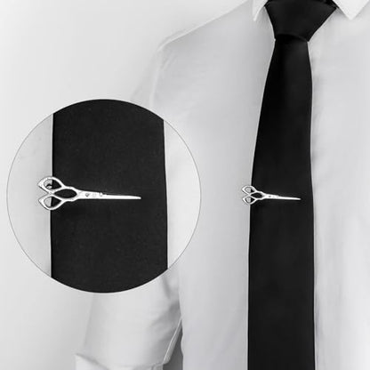 HAWSON 2/2.2 Inch Various Tie Clips for Men Unique, Personalized Novelty Tie Bars Pins Tacks, Funny Theme Wedding Holiday Gifts for Husband Groomsmens - style: Silver Barber Scissors