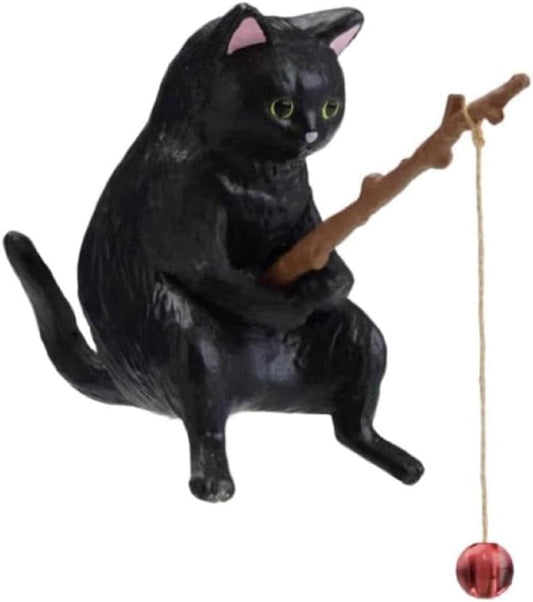BWESOO Black Fish Tank Landscaping Cartoon Fishing Cat Ornaments Aquarium Accessories Household Supplies Home Office Decorations Fishing Cat Figurine Aquarium Décor Thematic Ornaments