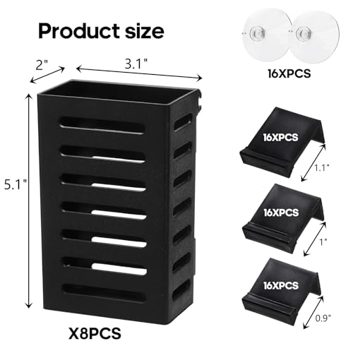 Lawei 8 Pack Hanging Aquarium Plant Holder, Plastic Aquatic Plant Pot with 48 Hooks and 16 Suction Cups, Planter Cups for Aquarium Decorations Accessories Fish Tank Live Plants