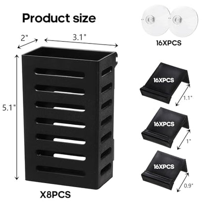 Lawei 8 Pack Hanging Aquarium Plant Holder, Plastic Aquatic Plant Pot with 48 Hooks and 16 Suction Cups, Planter Cups for Aquarium Decorations Accessories Fish Tank Live Plants