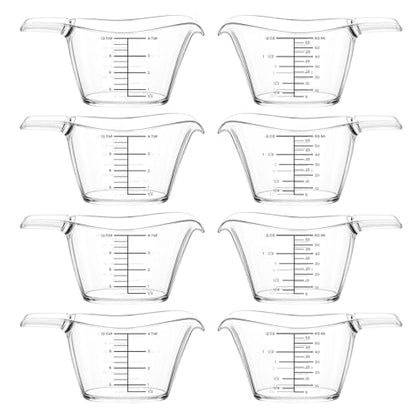 8 Pack Tablespoon Measuring Cup, 2oz/60ml Clear Mini Small Liquid Measuring Cups for Kitchen Resin Diy Beauty Mixing with Tsp/tbsp/oz/ml