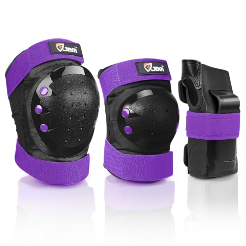 JBM Adult & Kid Knee Pads Elbow Pads and Wrist Guards for Roller Inline Skating Scootering Skateboarding - color: Purple, size: Large (12+ years)