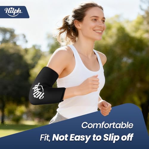 Hilph Elbow Ice Sleeve Arm Ice Packs for Injuries Reusable, Flexible Gel Cold Compression Sleeve for Tennis Elbow, Golfers, Tendinitis Pain Relief, Small, Black - size: Small, style: Black