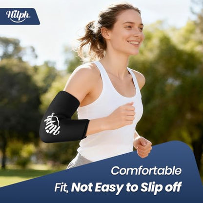 Hilph Elbow Ice Sleeve Arm Ice Packs for Injuries Reusable, Flexible Gel Cold Compression Sleeve for Tennis Elbow, Golfers, Tendinitis Pain Relief, Small, Black - size: Small, style: Black