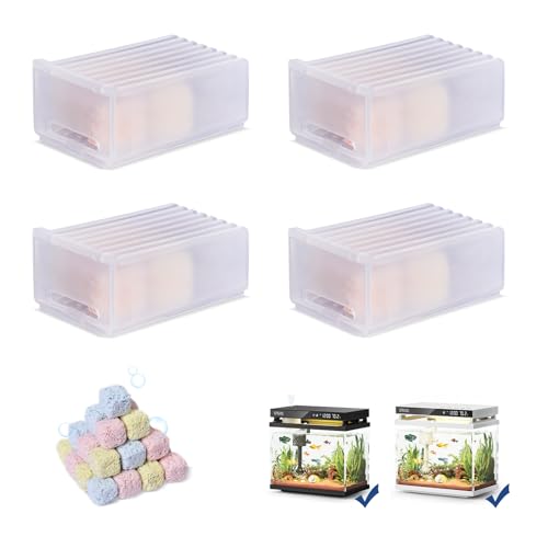Aquarium Bio Filter Media Module: 4-Box Filtration Materials for Purify Water Quality Eliminate Odors - URUQ Fish Tank Filter Replacement