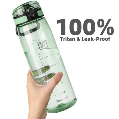 Fanhaw 32 oz Clear Plastic Water Bottle, Chug Lid, Glow Green - color: Glow Green