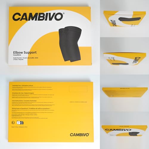 CAMBIVO 2 Pack Elbow Brace Compression Sleeve, Tennis & Golfer's Elbow - color: Black, size: X-Large