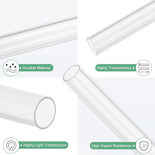 M METERXITY 2-Pack Clear Rigid Acrylic Pipe, 16mm[0.63"] ID x 18mm[0.71"] OD Plastic Round Tube for Water Cooling System/Lamps/Fountains/Aquariums/Display Stand, Acrylic Tubing [305mm/12IN] - size: 16mm ID x 18mm OD