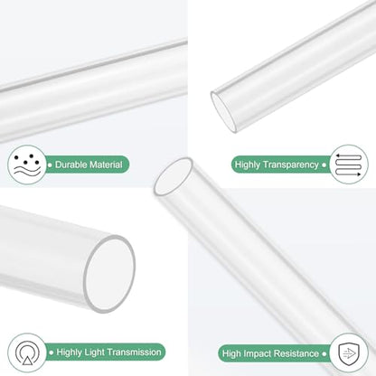 M METERXITY 2-Pack Clear Rigid Acrylic Pipe, 16mm[0.63"] ID x 18mm[0.71"] OD Plastic Round Tube for Water Cooling System/Lamps/Fountains/Aquariums/Display Stand, Acrylic Tubing [305mm/12IN] - size: 16mm ID x 18mm OD