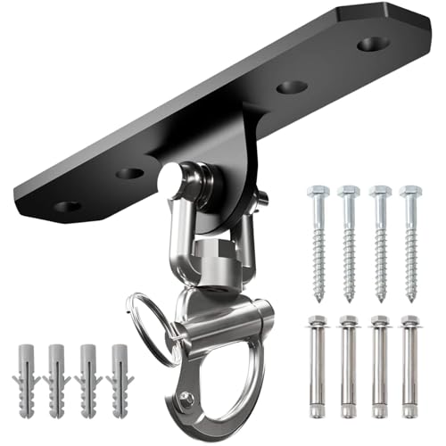 Yes4All Punching Bag Hanger, Stainless Steel Swivel Chain with 4 Snap Hooks for Heavy Bag, Gym Swing, Trapeze, and Hammock - color: Heavy Duty Swing Hanger 360° Rotation