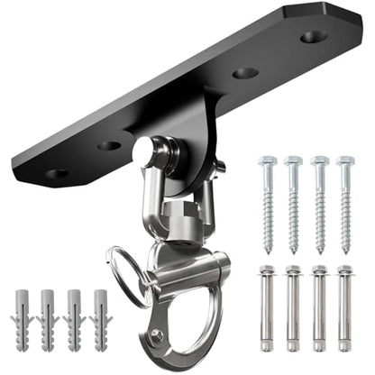 Yes4All Punching Bag Hanger, Stainless Steel Swivel Chain with 4 Snap Hooks for Heavy Bag, Gym Swing, Trapeze, and Hammock - color: Heavy Duty Swing Hanger 360° Rotation