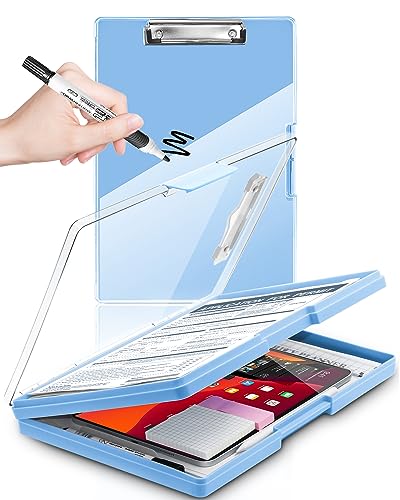 Clipboard with Storage, Nurse Dry Erase Clip Board, 8.5x11, Aqua Blue - color: Aqua Blue