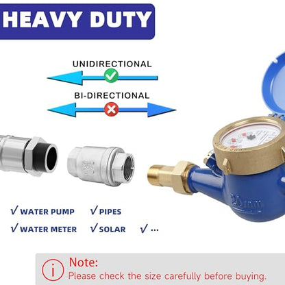1-1/2" NPT Stainless Steel Spring Check Valve, WOG1000 NPT Thread unleaded In-Line Vertical Check Valve Non Return One Way Counterflow to Prevent the Medium Backflow for Oil Water Gas Air DN40 - size: 1-1/2"-NPT