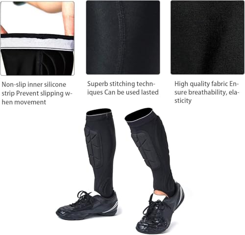 Soccer Shin Guards, Soccer Protective Gear with Calf and Ankle Pads, Shin Guard Pads for Youth and Adult - color: Black, size: X-Large