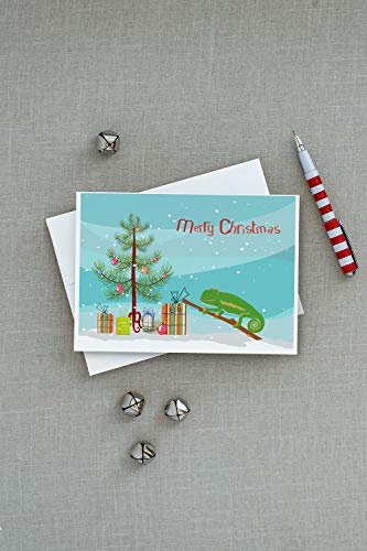 Caroline's Treasures CK4540GCA7P Chameleon Merry Christmas Greeting Cards and Envelopes Pack of 8 Blank Cards with Envelopes Whimsical A7 Size 5x7 Blank Note Cards - style: Amphibians & Reptiles - Chameleon