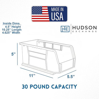 HE HUDSON EXCHANGE 11" x 5.5" x 5" (6 Pack) Plastic Stackable Storage Bin, Black - color: Black, size: 6 Pack