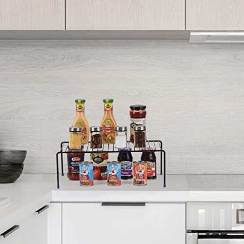 Large Cabinet Storage Shelf Rack (16.1 x 10.2 Inch), Kitchen Counter Organizer, Fridge and Bathroom Cupboard Storage Rack (Black, 2) - color: Black