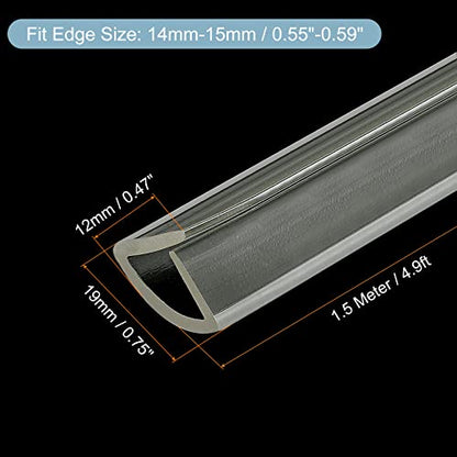 uxcell U Channel Edge Trim, 4.9ft Length Soft Rubber Guard Seal Strip Edge Protector Fit for 14-15mm Edge, (15/32" W x 3/4" H) Clear - size: 15/32"x 3/4"x 4.9ft
