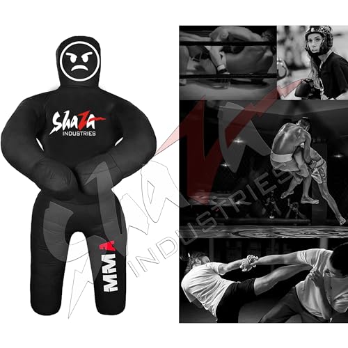 Shaza Grappling Kids Dummy for Fitness & Training, Pose, Strike & Throw Wrestling Dummy for 100cm. Punching Dummy for MMA, Jiu-Jitsu, Judo, Karate & Wrestling Practice & Sparring - color: Black