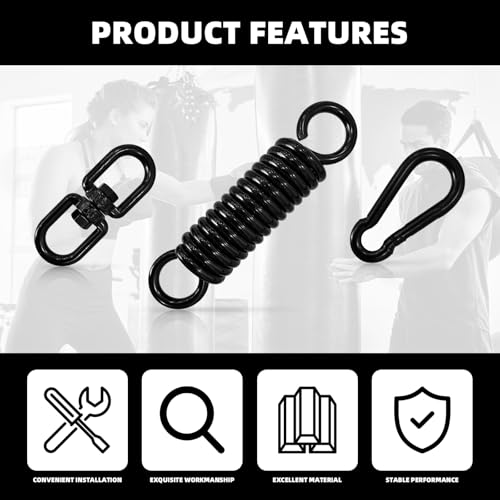 Heavy Bag Spring Punching Bag Hanging Kit with Swivel & 2 Carabiners Hanger