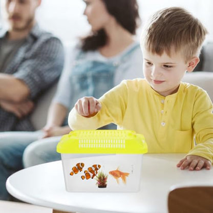Toddmomy Portable Fish Tank Handheld Aquarium with Handle Transparent Turtle Box and Pet Hamster Carrier for Reptiles Tortoises and Small Pets 5.9X4.3X3.5 Inch - size: 15x11cm