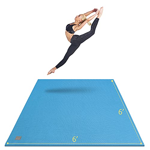 GXMMAT Large Yoga Mat 6'x4'/6'x6'/7'x5'(7mm/9mm), Extra Thick Workout Mats for Home Gym Flooring,Ultra Comfortable Non-Slip Quick Resilient Barefoot Wide Exercise Mat for Pilates,Stretching,Meditation - color: Blue Sky, size: 6*6 FT