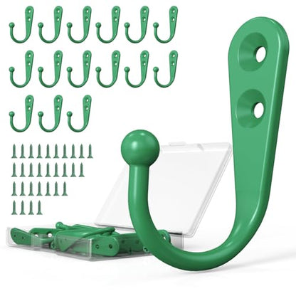 15-Pack Green Wall Mount Hooks for Hanging Coats & Towels - color: 15PCS Mint Green Hooks