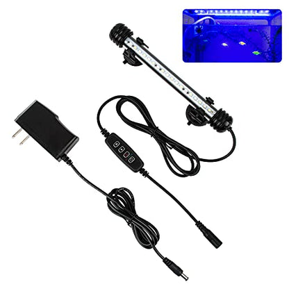 7.5" White & Blue Submersible LED Aquarium Fish Tank Light with Timer/Dimmable Underwater Fish Tank Aquarium LED Lights Fixture for Saltwater Freshwater Fish, Plant Grow, Coral Reef Decorations