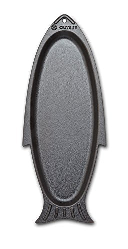 Outset Cast Iron Fish Grill and Serving Pan, 18.9 x 7.28 x 0.98 inch BBQ and Oven Safe Fish Cooking Pan - color: Black, size: 18.9 x 7.28 x 0.98 inches