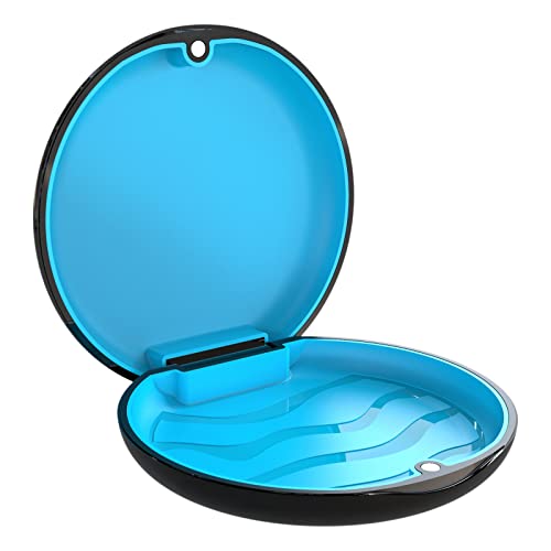 BVN Slim Retainer Case – Portable Dental Storage for Braces, Aligners & Mouth Guards | Sleek Black Protective Container for Dentures & Night Guards - size: Circular case without mirror