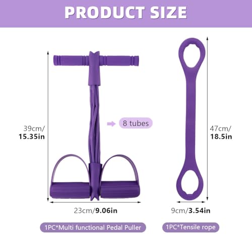 Fitness Resistance Bands- 6 Tube Pedal Ankle Puller with Handle & Tensile Rope for Exercise Sit Up Exercise Equipment Elastic Home Gym Equipment for Women Men - size: 8