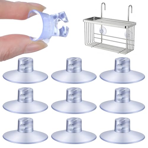 Bremorou 10Pcs Suction Cups For Shower - Heavy Duty Suction Cups, Shower Caddy Connectors, Clear PVC Suctions Pads, No Drilling Kitchen Rack for Bathroom Wall Door Glass Window