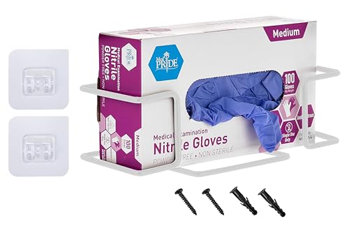 Alpine Industries Single Box Wire Wall Mount Glove Dispenser - Mounted Organizer Rack for Disposable Surgical Glovebox & Tissue Boxes - Hanging Lab & Kitchen Storage (White, 1 Box) - color: White