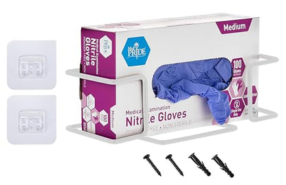 Alpine Industries Single Box Wire Wall Mount Glove Dispenser - Mounted Organizer Rack for Disposable Surgical Glovebox & Tissue Boxes - Hanging Lab & Kitchen Storage (White, 1 Box) - color: White