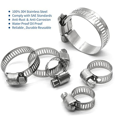 10 Pack Stainless Steel Hose Clamps, 1-1/2 inch to 2-1/2 inch Worm Gear Metal Hose Clamps for Pipe, Dryer Repair, Tubing and Fuel Line - size: 1-1/2" ~ 2-1/2"