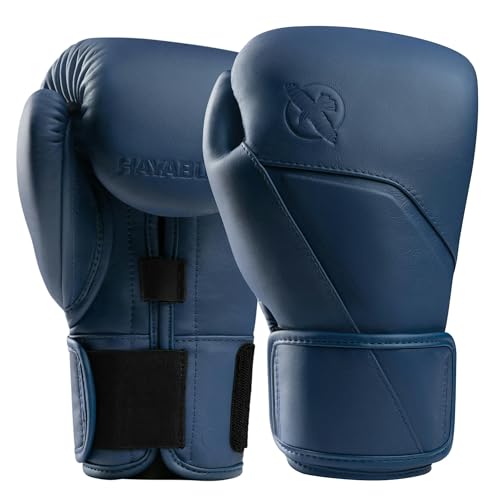 Hayabusa E1 Leather Boxing Gloves for Men and Women Wrist and Knuckle Protection, Dual Splinted Wrist Support, Cloud-Like Knuckle Padding - color: Blue, size: 16oz