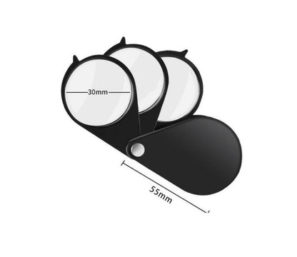 Pocket Magnifier Loupe 5X 10X 15X Triple Folding Magnifying Glass Jewelry Eye for Gemstone Coin Stamp Reading