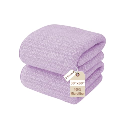 JML Microfiber Bath Towels, 2 Pack, 30x60 in, Fine Wave Purple - color: Cationic Fine Wave Purple, size: 30 in x 60 in