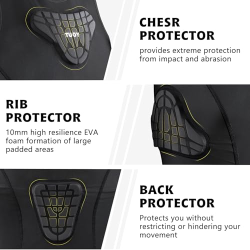 Youth Padded Compression Shirt Vest Rib Chest Protector Football Baseball - color: Padded Vest Black, size: Small