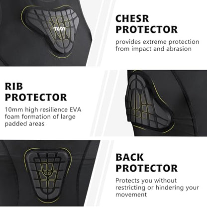 Youth Padded Compression Shirt Vest Rib Chest Protector Football Baseball - color: Padded Vest Black, size: Small