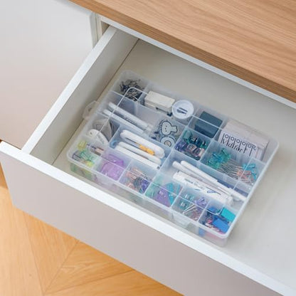 24-Grid Large Plastic Storage Box with Removable Dividers, Multi-compartment Organizer for Home, Office, Crafts, or School Supplies (2, Large)